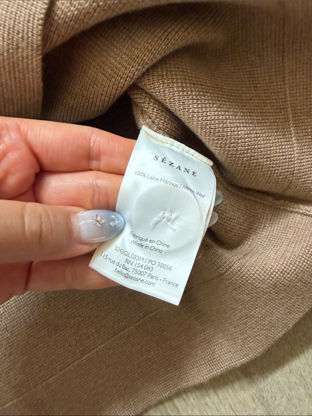 NWT betty cardigan mottled camel vanilla crochet size M sezane - Picture 4 of 14